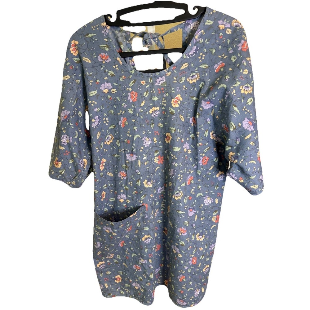Vintage  Now Designs San Francisco Floral‎ Print Tie Back Smock